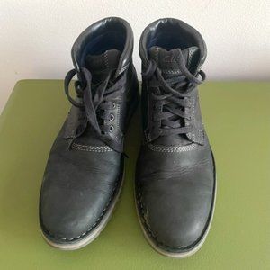 Clarks Black Leather Combat Boots